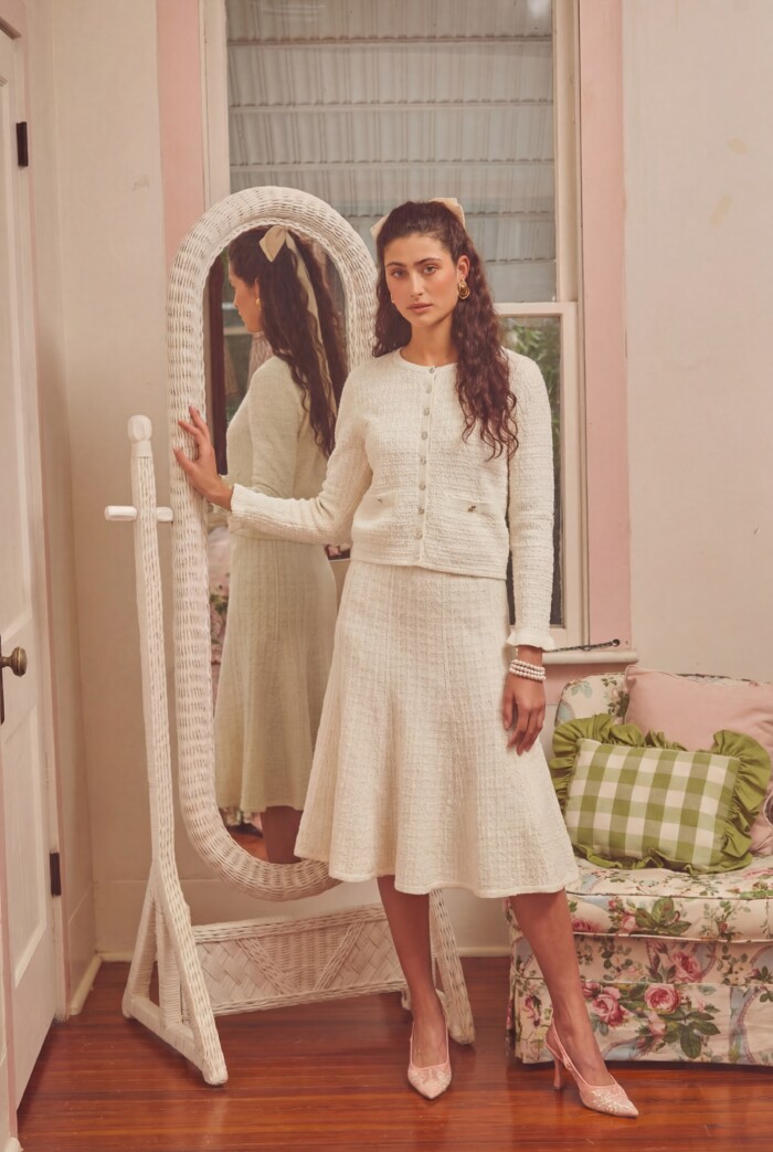 KNITTED SKIRT SHORT - White
