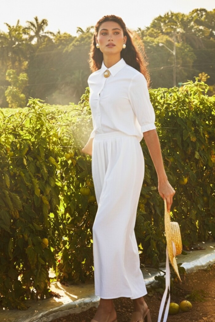 Long flared Skirt - White