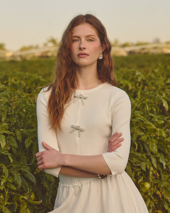 Bow Knit sweater-White