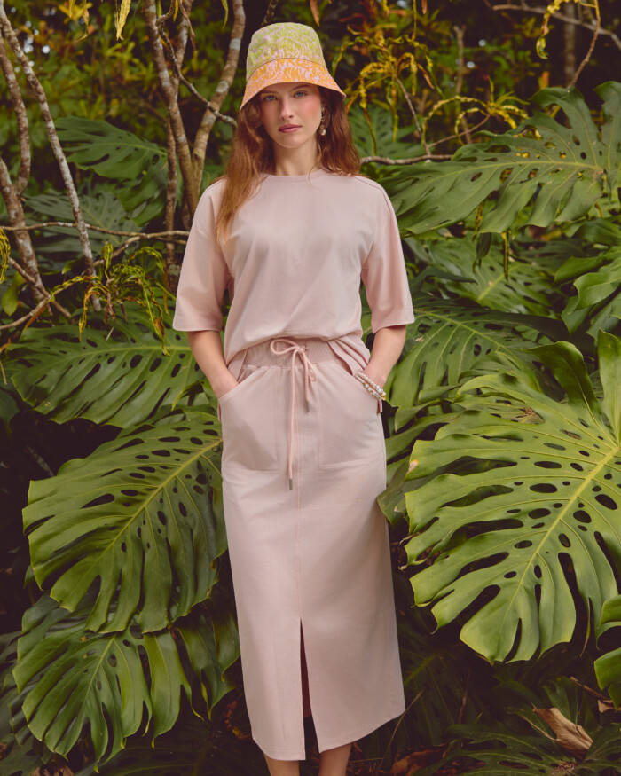 Maxi skirt with Draw Strings- Light Pink