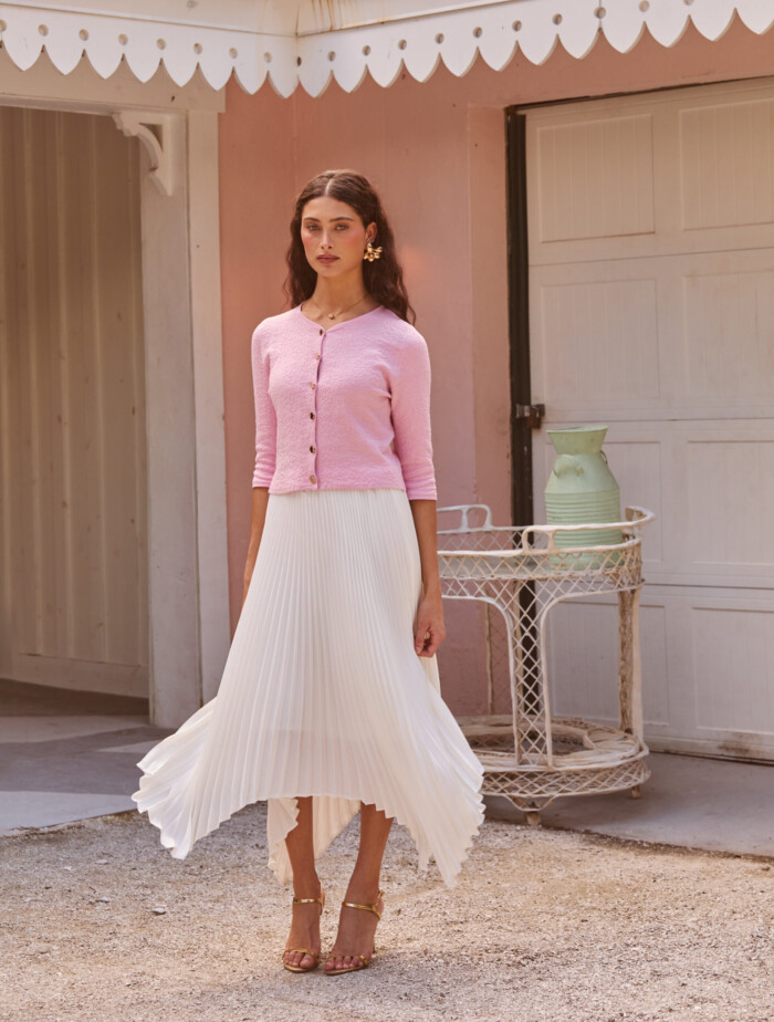 Asymmetrical pleated Skirt- White