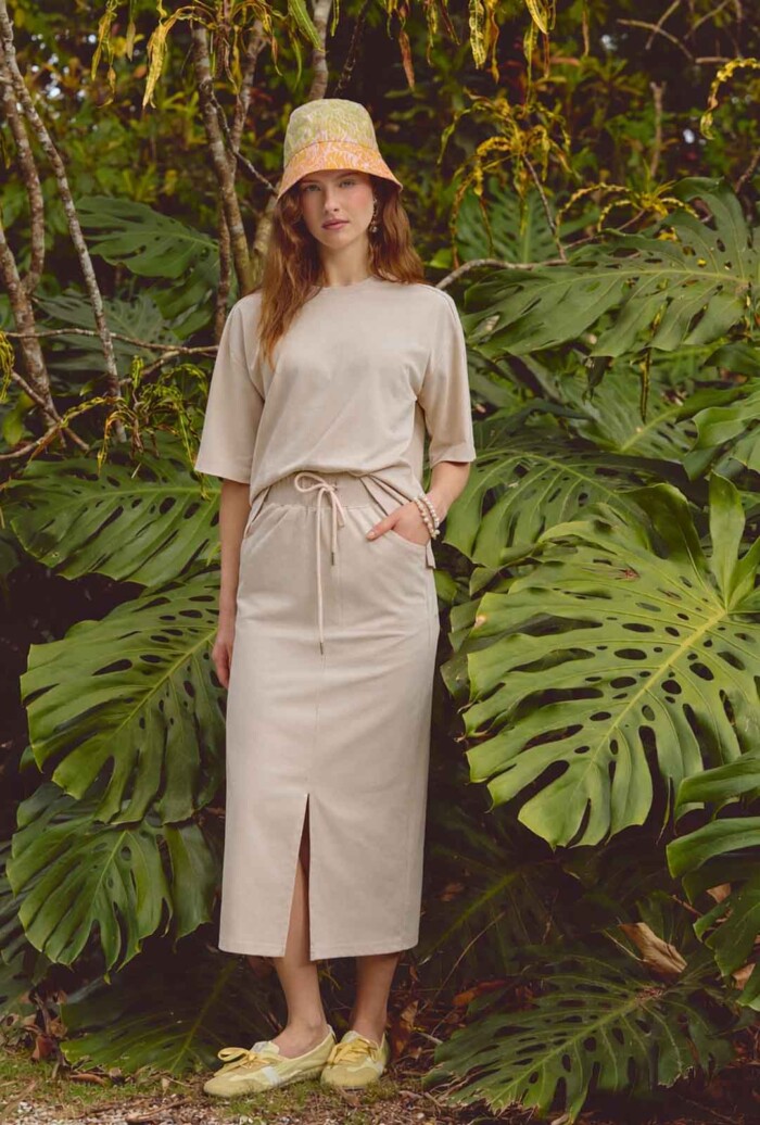 Maxi skirt with Draw Strings- Ivory